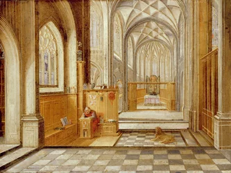 St. Hieronymus in einer gotischen Kirche